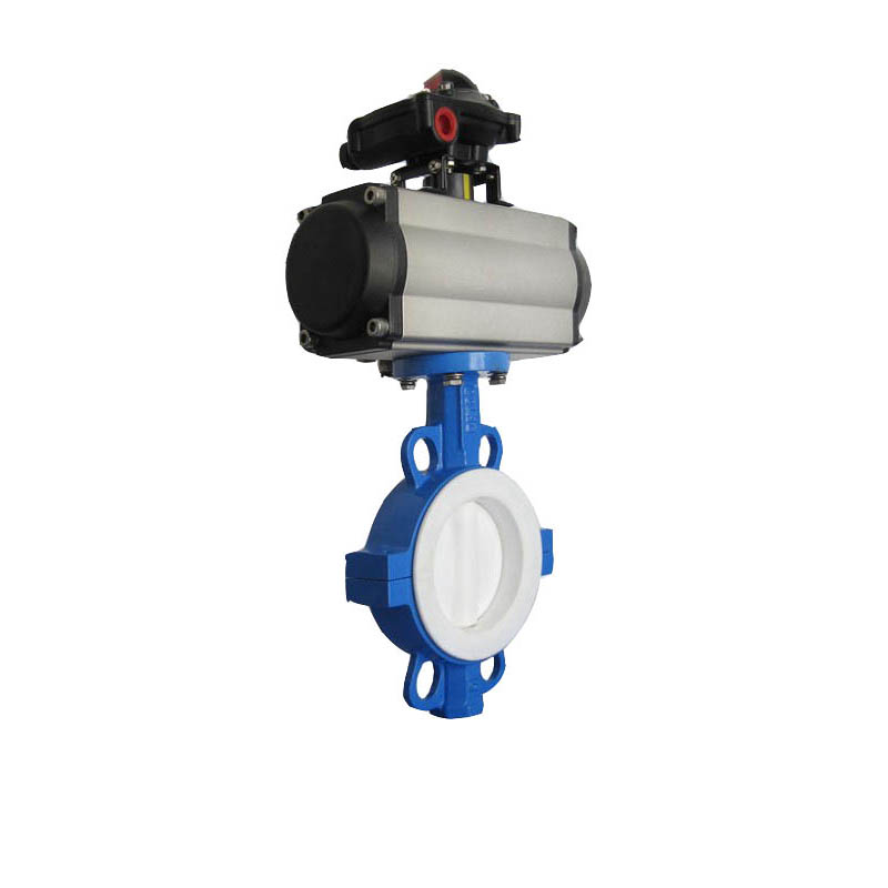 Fully bagged PTFE valve seat chemical wafer butterfly valve