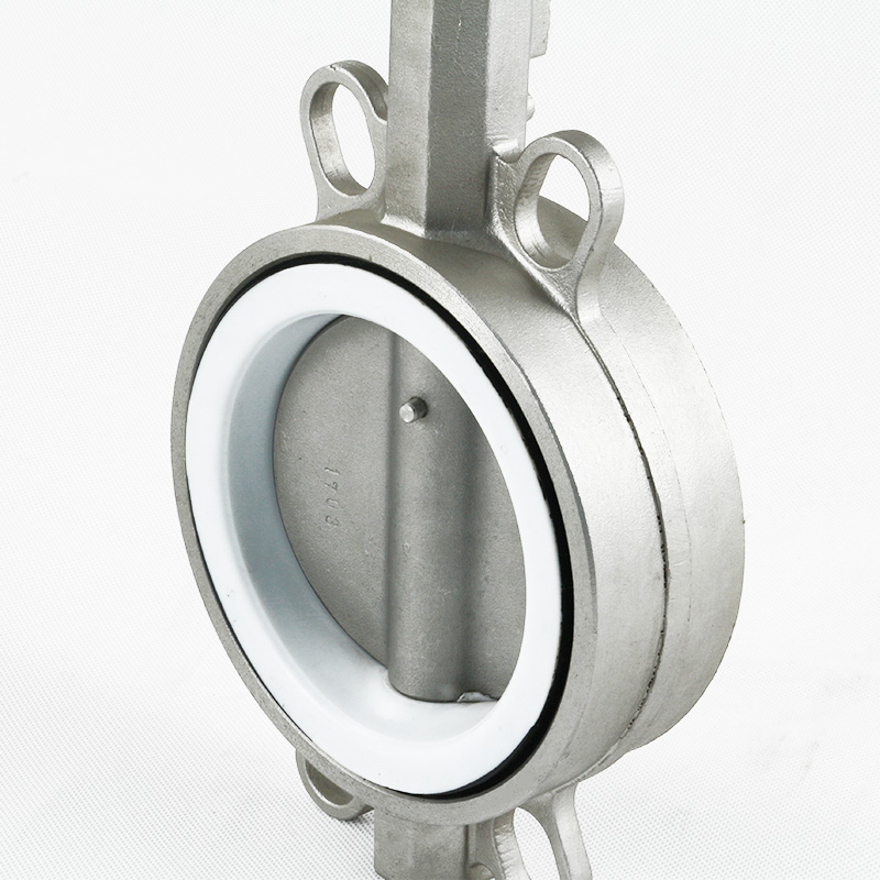 Stainless steel wafer butterfly valve with PTFE seat With pneumatic actuator
